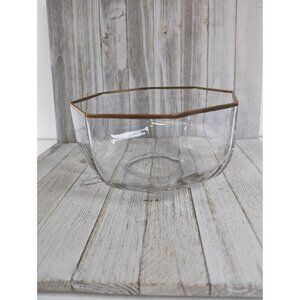 Lead Crystal Berry Salad Bowl Serving Copper Octagon Kristall Parigi Italy